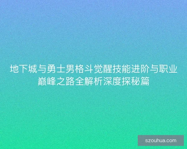 地下城与勇士男格斗觉醒技能进阶与职业巅峰之路全解析深度探秘篇